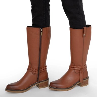 BOTA DE CUERO MUJER GACEL CAMEL MIKA - 2