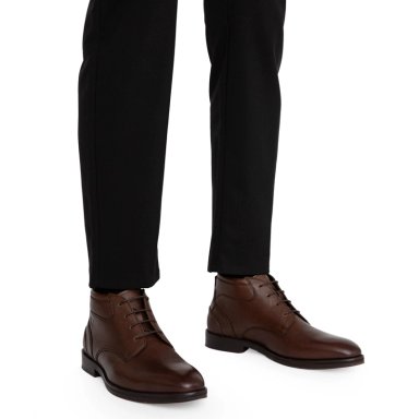 BOTIN DE CUERO HOMBRE GUANTE MARRON BURDEOS - 2