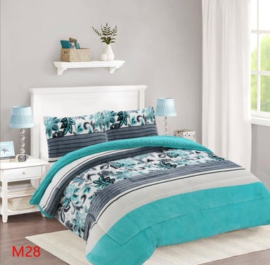 COBERTOR 2 PLAZAS TURQUESA CHIPORRO PLUSH HOJAS M28 - 3