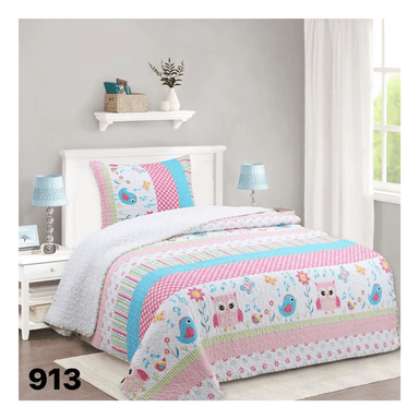 CUBRECAMA QUILT SHERPA 1.5 PLAZAS - BÚHO NIÑA - 1