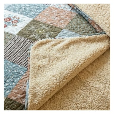 CUBRECAMA 2 PLAZAS VERDE SHERPA QUILT ROMBO MULTIDISEÑO M936 - 2
