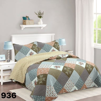 CUBRECAMA 2 PLAZAS VERDE SHERPA QUILT ROMBO MULTIDISEÑO M936 - 4