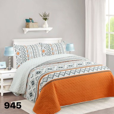 CUBRECAMA NARANJO QUILT SHERPA KING ROMBOS M945 - 4