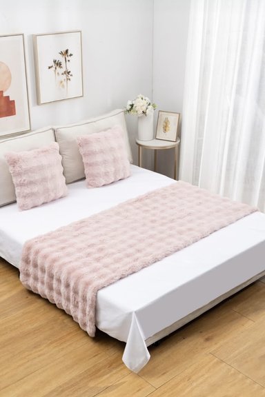 PIECERA CAMA PELUDA PELO CONEJO 200 X 70 CM PALO ROSA - 1