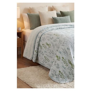 CUBRECAMA SHERPA 2 PLAZAS - ROSAS VERDE AGUA M940 - 3