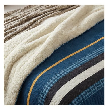 CUBRECAMA QUILT SHERPA KING - AZUL SUECIA M953 - 2