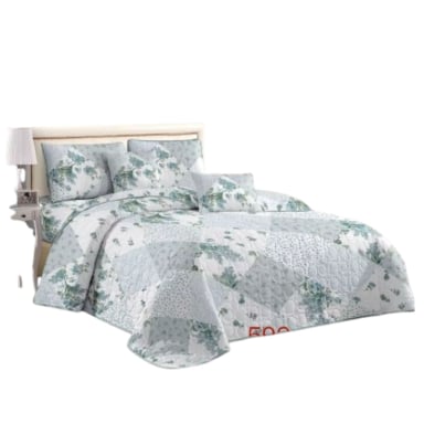 CUBRECAMA QUILT VERANO 1.5 PLAZAS - PATCHWORK VERDE KFL593 - 2