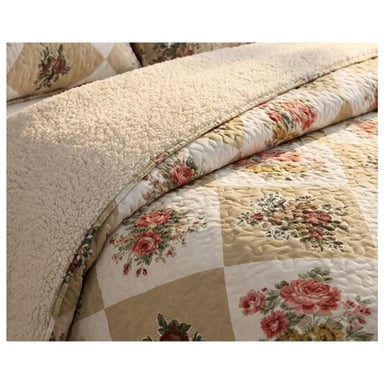 CUBRECAMA SHERPA KING - PATCHWORK ROSAS M938 - 2