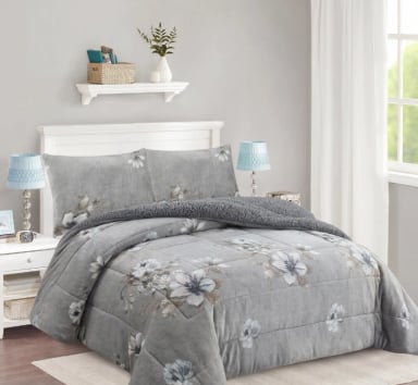 COBERTOR CHIPORRO INVIERNO KING GRIS FLORES-M98 - 1