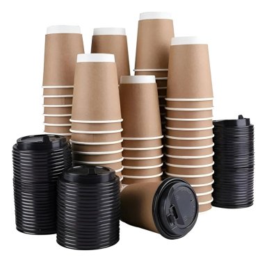 X200 VASOS DESECHABLES VASO KRAFT DOBLE PARED C/TAPA 12OZ MARRON CLARO / VASO KRAFT DOBLE PARED 12OZ - 1