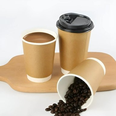 X200 VASOS DESECHABLES VASO KRAFT DOBLE PARED C/TAPA 12OZ MARRON CLARO / VASO KRAFT DOBLE PARED 12OZ - 2