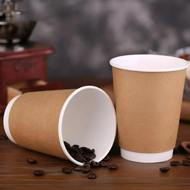 X200 VASOS DESECHABLES VASO KRAFT DOBLE PARED C/TAPA 12OZ MARRON CLARO / VASO KRAFT DOBLE PARED 12OZ - 4