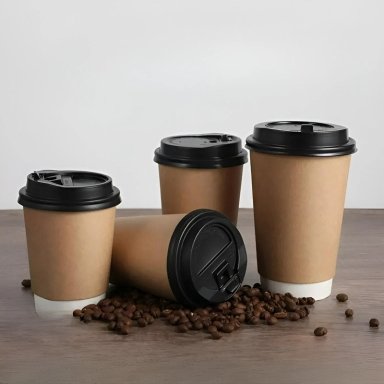 X200 VASOS DESECHABLES VASO KRAFT DOBLE PARED C/TAPA 12OZ MARRON CLARO / VASO KRAFT DOBLE PARED 12OZ - 5