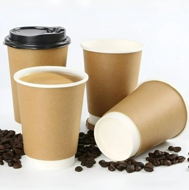 X200 VASOS DESECHABLES VASO KRAFT DOBLE PARED C/TAPA 12OZ MARRON CLARO / VASO KRAFT DOBLE PARED 12OZ - 6