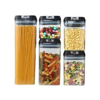 SET 5 CONTENEDORES ALIMENTO HERMÉTICO APILABLE CIERRE FÁCIL - 1