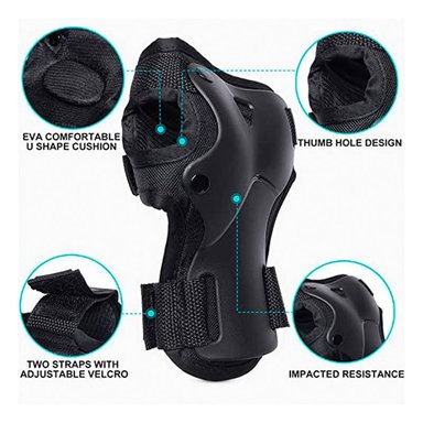 SET DE PROTECCIÓN ADULTOS RODILLERA CODERA MUÑEQUERA NEGRO - 3