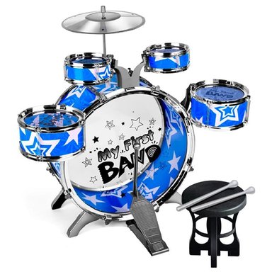 BATERIA MUSICAL JAZZ DRUM AZUL JUGUETE NIÑO INSTRUMENTO MUSICAL - 1