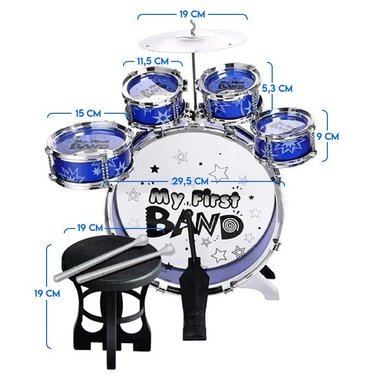 BATERIA MUSICAL JAZZ DRUM AZUL JUGUETE NIÑO INSTRUMENTO MUSICAL - 4