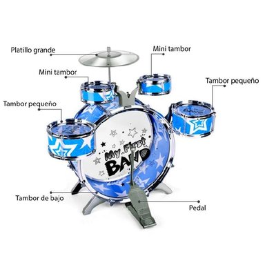 BATERIA MUSICAL JAZZ DRUM AZUL JUGUETE NIÑO INSTRUMENTO MUSICAL - 5