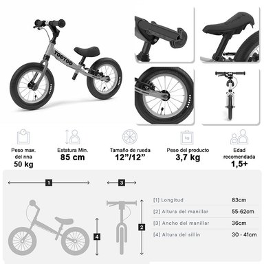 BICICLETA APRENDIZAJE SIN PEDALES YEDOO TOOTOO 13109 RED ORANGE ARO 12 NIÑOS - 4