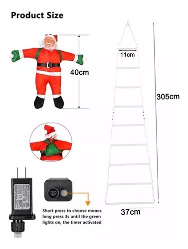 VIEJITO PASCUERO ADORNO NAVIDAD COLGANTE ESCALERA 60CM - 3