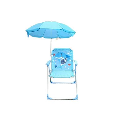 SILLA PLEGABLE PARA NIÑOS BABYLUNA CON SOMBRILLA PARA CAMPING DELFÍN - 1