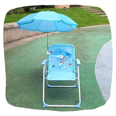 SILLA PLEGABLE PARA NIÑOS BABYLUNA CON SOMBRILLA PARA CAMPING DELFÍN - 2