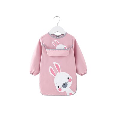 DELANTAL BABYLUNA BABERO LARGO IMPERMEABLE NIÑAS ROSADO - 1