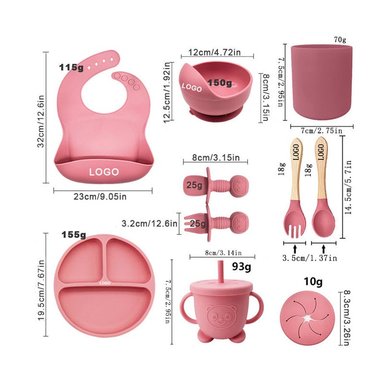 SET BABYLUNA CUBIERTOS SILICONA LIBRE BPA ANTIDESLIZANTE ROSADO - 2