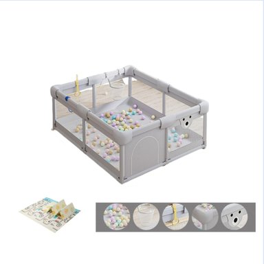 CORRAL BABYLUNA GIMNASIO JUEGO BEBÉ CON ALFOMBRA Y JUEGOS 150*180*65 CM GRIS - 7