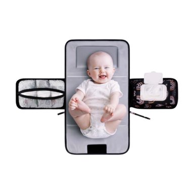 MOCHILA BABYLUNA MUDADOR PORTÁTIL CAMBIAR PAÑALES BEBÉ NEGRO - 1