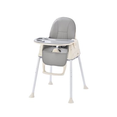 SILLA DE COMER 4 EN 1 CON CINTURÓN, DOBLE BANDEJA PARA NIÑOS GRIS - 1