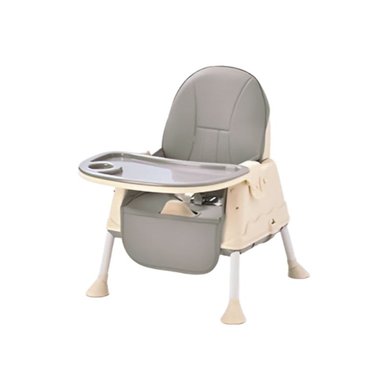 SILLA DE COMER 4 EN 1 CON CINTURÓN, DOBLE BANDEJA PARA NIÑOS GRIS - 5