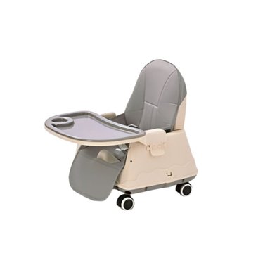 SILLA DE COMER 4 EN 1 CON CINTURÓN, DOBLE BANDEJA PARA NIÑOS GRIS - 7