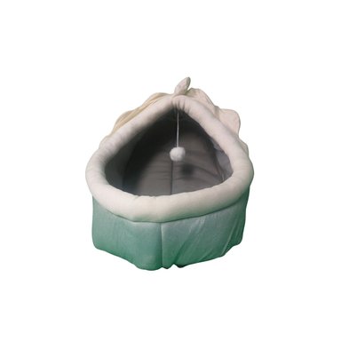 CASA CAMA SUAVE PARA GATOS CON JUGUETE COLGANTE VERDE - 7