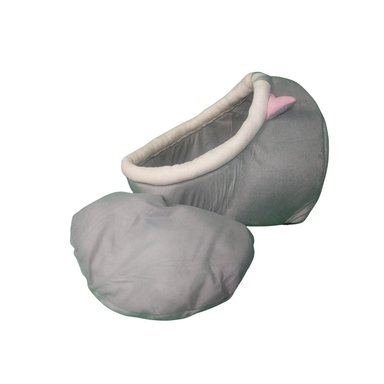 CASA CAMA SUAVE PARA GATOS CON JUGUETE COLGANTE GRIS - 2