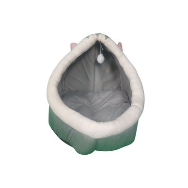 CASA CAMA SUAVE PARA GATOS CON JUGUETE COLGANTE GRIS - 4
