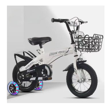 BICICLETA ARO 12 CON CESTA, RUEDAS Y BOTELLÓN DE AGUA BLANCO - 4