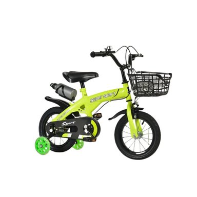 BICICLETA ARO 12 CON CESTA, RUEDAS Y BOTELLÓN DE AGUA VERDE - 1