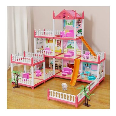 CASA DE MUÑECAS 3 NIVELES CON LUCES DECORATIVAS Y ACCESORIOS - 4