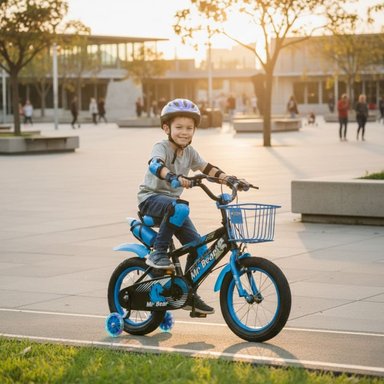 BICICLETA ARO 20 CON CESTA, RUEDAS LUCES Y BOTELLON DE AGUA AZUL - 2