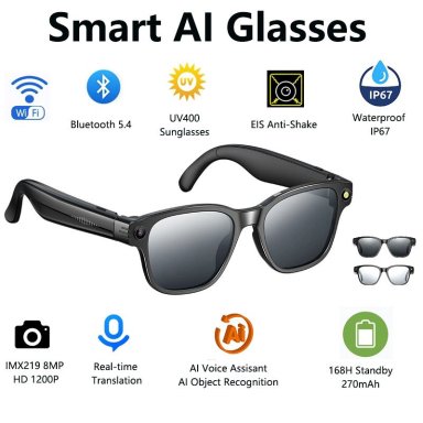 GAFAS INTELIGENTES CAMARA HD 8MP GRABACION 1200P TRADUCCION AI WIFI BLUETOOTH - 2