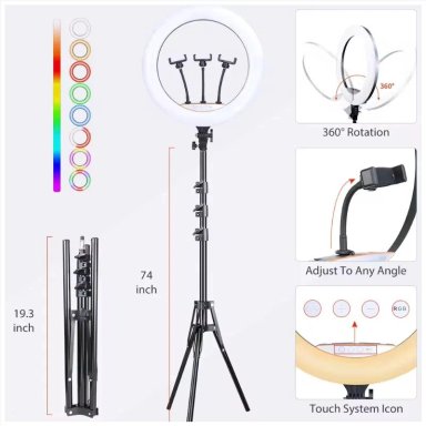 ARO LED DE 18 3 SOPORTES, CONTROL REMOTO Y ATRIL AJUSTABLE DE 2.10 MTS - 6