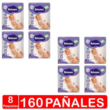 PAÑAL BABYSEC PREMIUM MANGA X8 TALLA P 8 PAQUETES 160 UNIDADES - 1