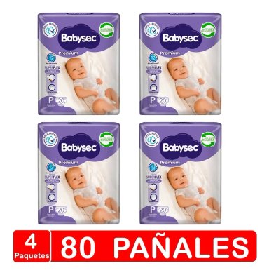 PAÑALES BABYSEC PREMIUM -TALLA P– 80 PAÑALES - 1