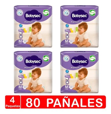 PAÑALES BABYSEC PREMIUM -TALLA M – 80 PAÑALES - 1