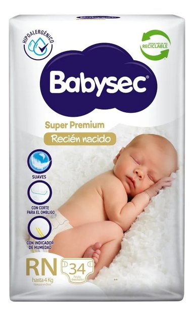 PAÑALES DE BEBE  BABYSEC RECIEN NACIDO ULTRASUAVE 34 UN RN RECIE N NACIDO (RN) - 1