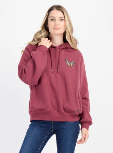 POLERON ALGODÓN MUJER ONEILL ROJO BYRON HOODY OSCURO - 1