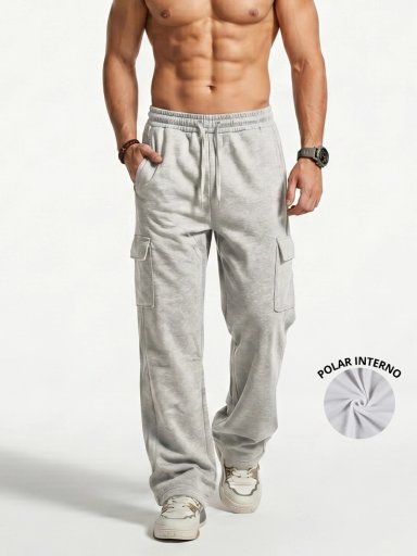 PANTALON BUZO CARGO FORRO POLAR HOMBRE - 1