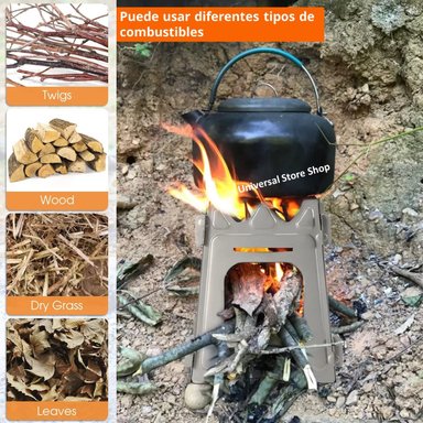 COCINILLA CAMPING COCINA PORTÁTIL ESTUFA LEÑA CARBÓN ACAMPAR - 2